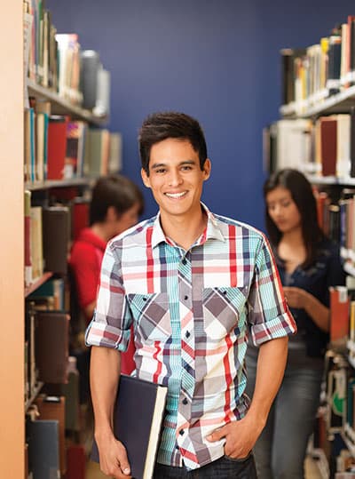 Man in library